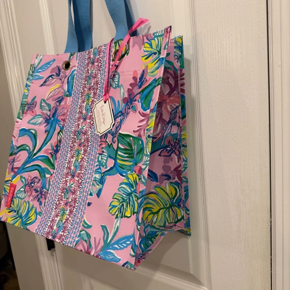NWT Lilly Pulitzer Market Shopper in Mermaid in the Shade Purple Reusable Bag - Picture 7 of 9